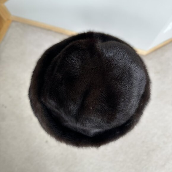 Lenore Marshall New York Vintage Dark Brown Mink Fur Hat - Dome with Brim 1960s - Picture 6 of 9